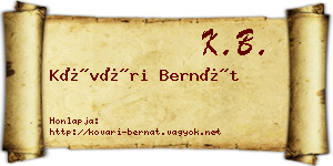 Kővári Bernát névjegykártya